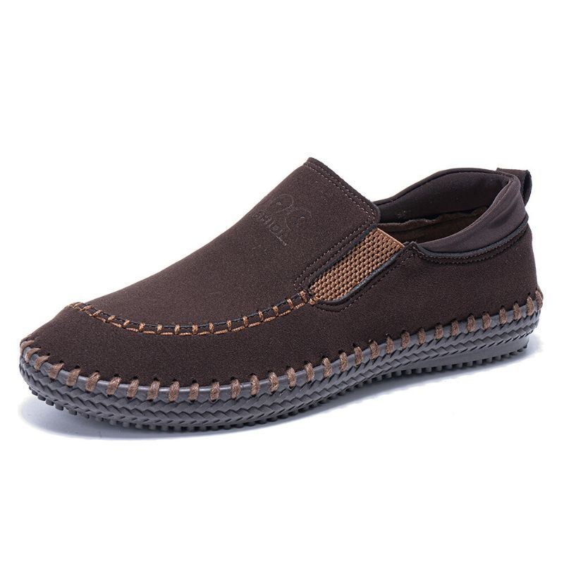 Herre Microfiber Håndsømning Åndbar Blød Slip On Comfy Casual Business Sko