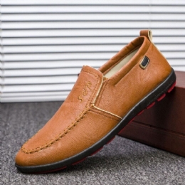 Herre Mikrofiber Læder Åndbar Blød Sål Slip On Comfy Business Casual Sko