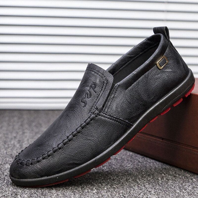 Herre Mikrofiber Læder Åndbar Blød Sål Slip On Comfy Business Casual Sko