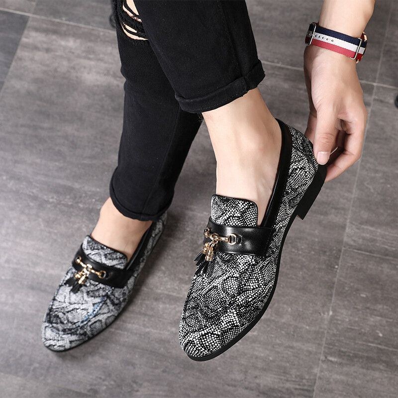 Herre Mode Blomsterprint Casual Bløde Læder Loafers