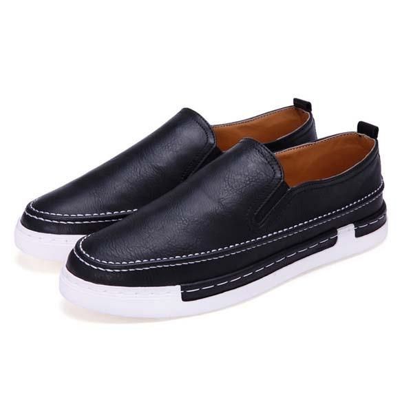 Herre Modesko Pu Rund Toe Slip On Outdoor Sneakers Vintage Style