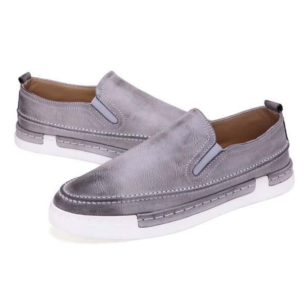 Herre Modesko Pu Rund Toe Slip On Outdoor Sneakers Vintage Style