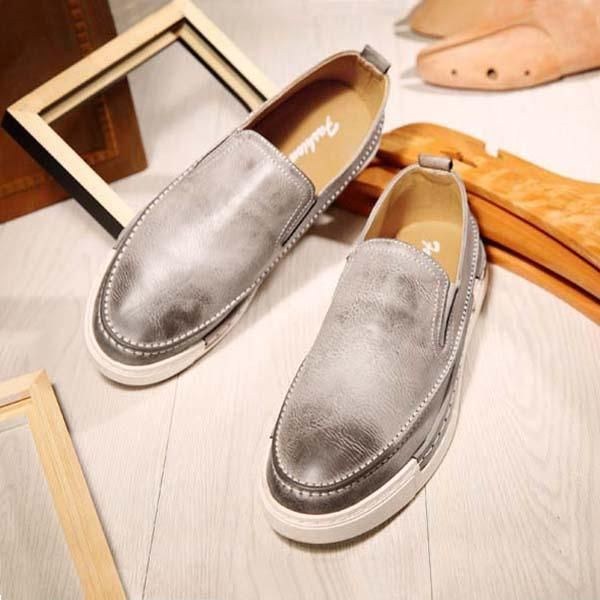 Herre Modesko Pu Rund Toe Slip On Outdoor Sneakers Vintage Style