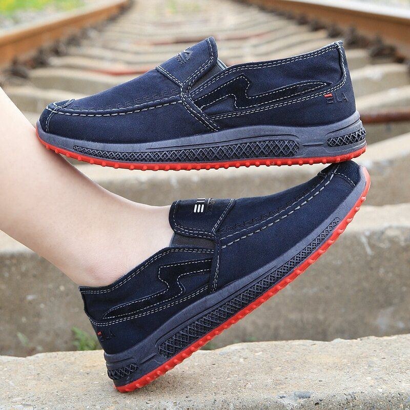 Herre Old Peking Comfy Åndbar Slip On Casual Canvas Sko