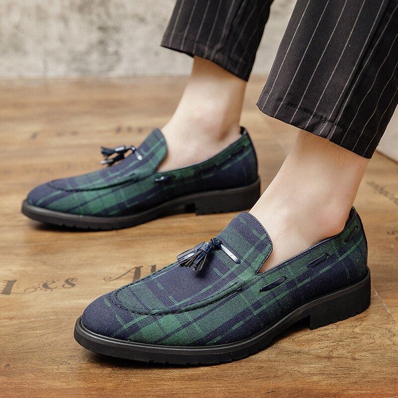 Herre Stitching Slip On Pointed Toe Stilfulde Loafers Sko