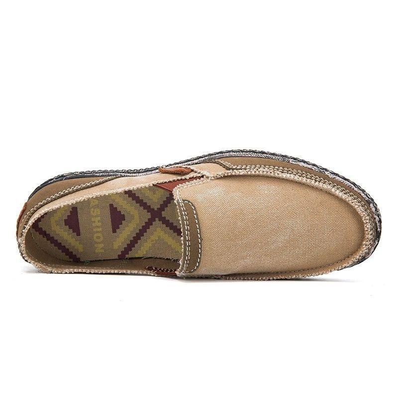 Herre Vasket Canvas Splejsning Bløde Slip On Sko