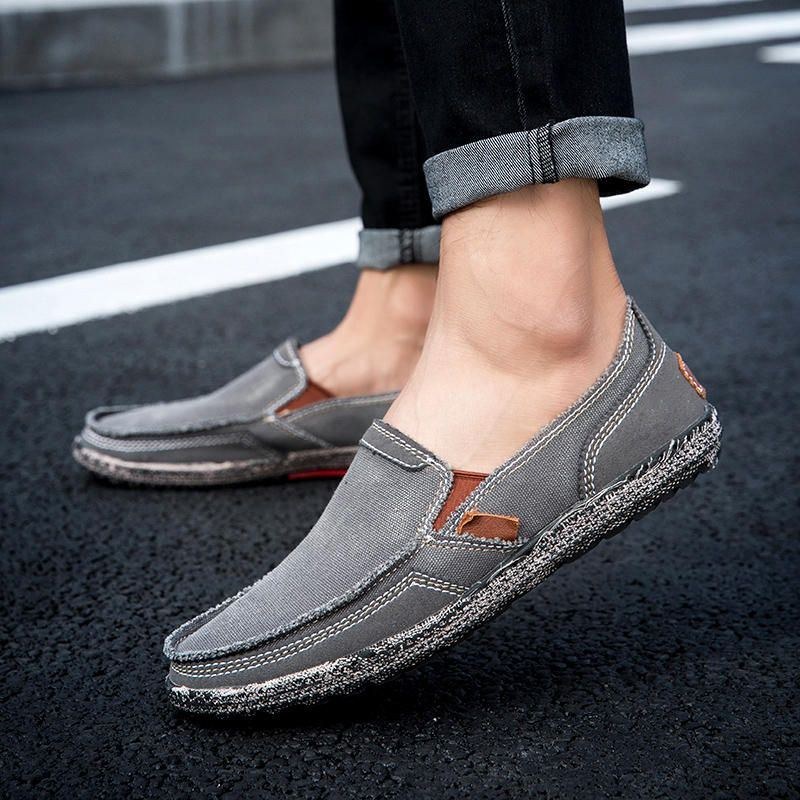 Herre Vasket Canvas Splejsning Bløde Slip On Sko