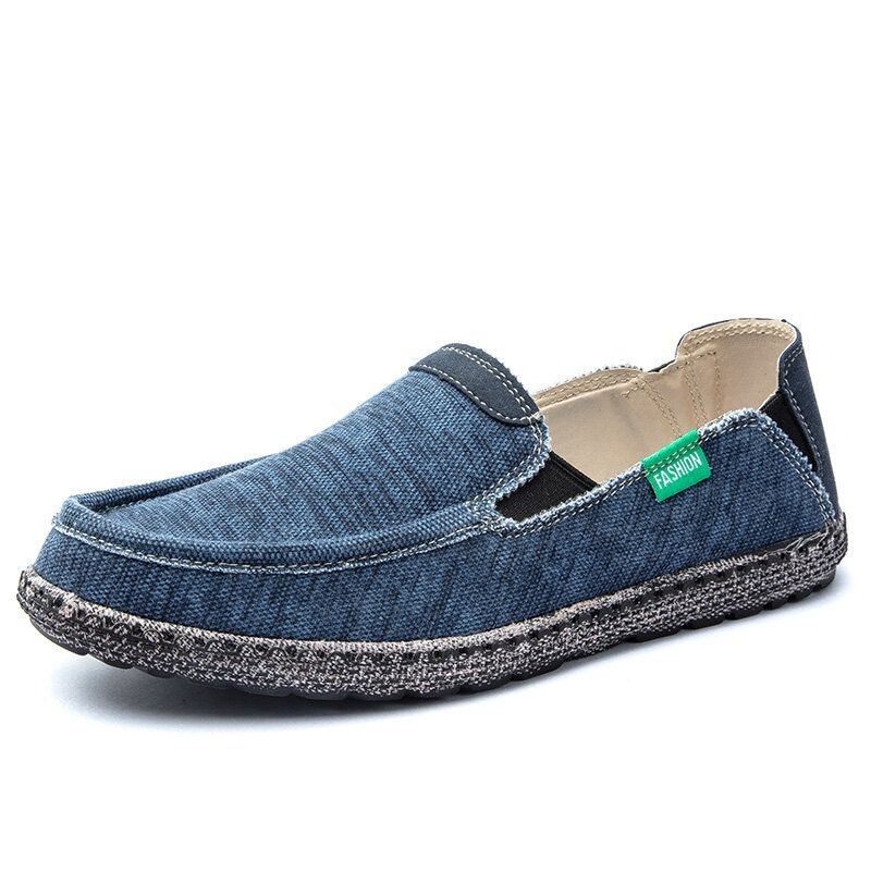 Herre Vasket Lærred Behagelige Åndbare Slip On Casual Sko