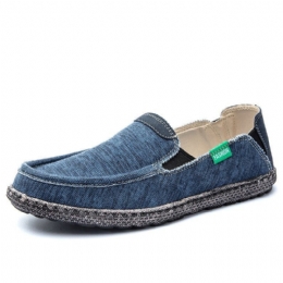 Herre Vasket Lærred Behagelige Åndbare Slip On Casual Sko