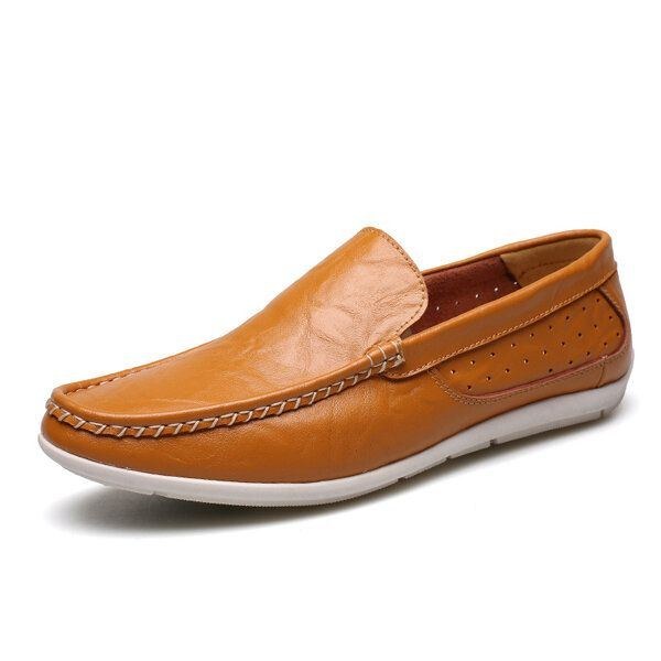 Nye Mænd Casual Udendørs Blødt Komfortabelt Læder Slip On Flats Loafers Sko