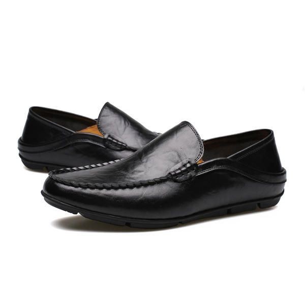 Nye Mænd Casual Udendørs Blødt Komfortabelt Læder Slip On Flats Loafers Sko