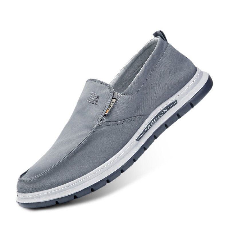 Herre Åndbar Blød Sål Ren Farve Slip On Old Peking Casual Stofsko