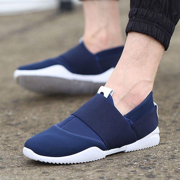 Herre Åndbar Elastic Bnad Slip On Casual Sneakers