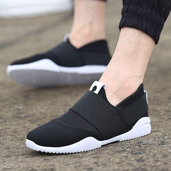 Herre Åndbar Elastic Bnad Slip On Casual Sneakers