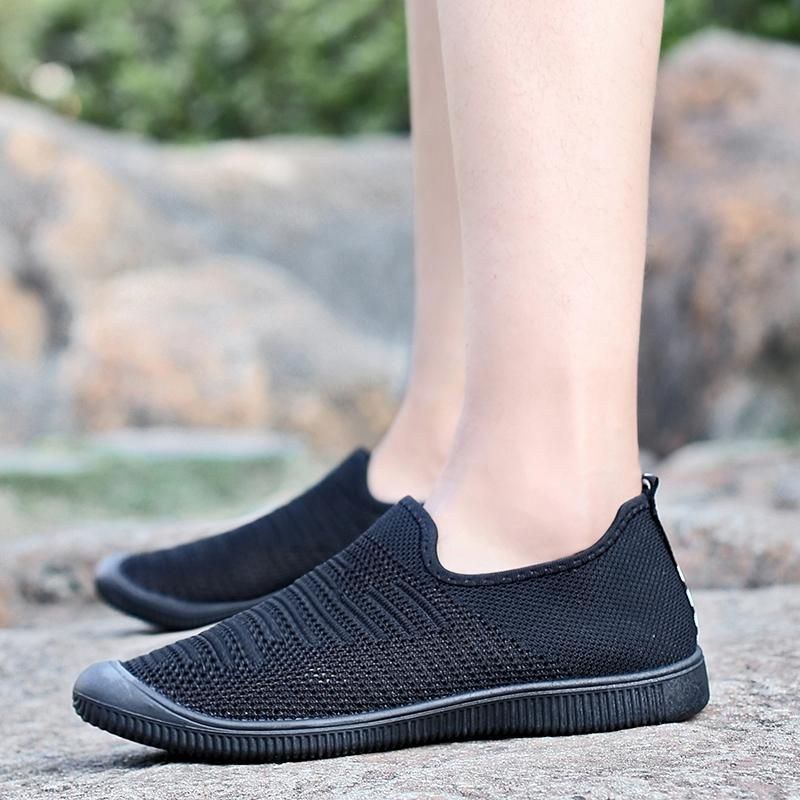 Herre Åndbar Strikket Mesh Casual Flat Sneakers