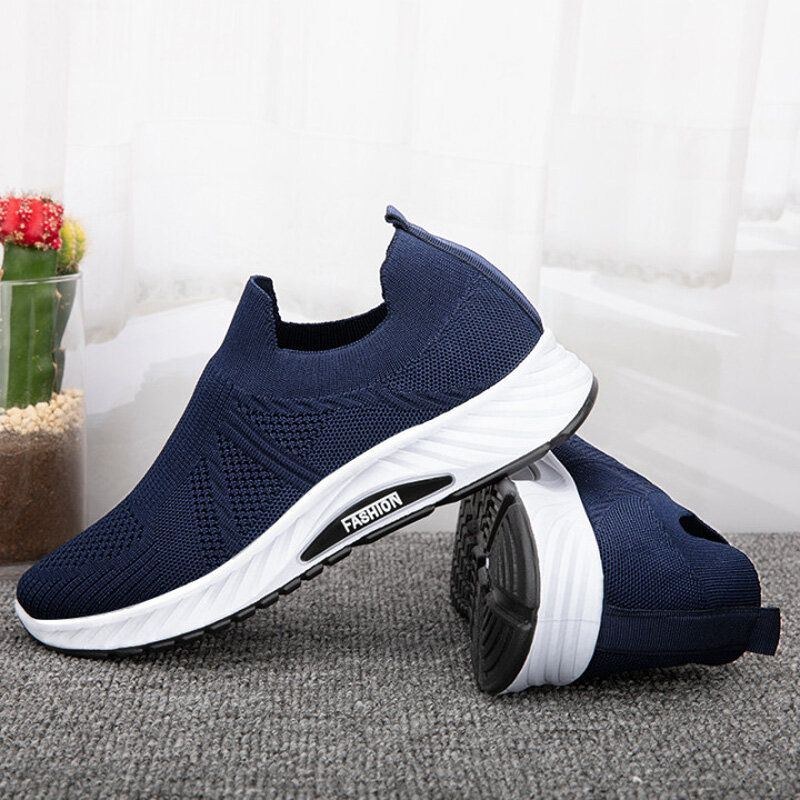 Herre Åndbart Stof Blød Sål Slip On Pure Color Comfy Sports Casual Walking Sko