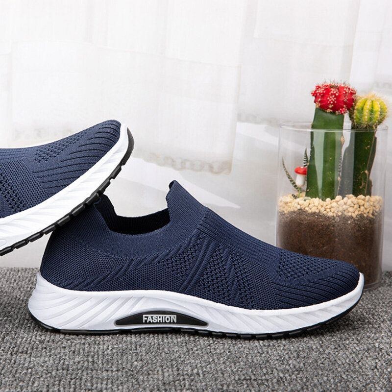 Herre Åndbart Stof Blød Sål Slip On Pure Color Comfy Sports Casual Walking Sko