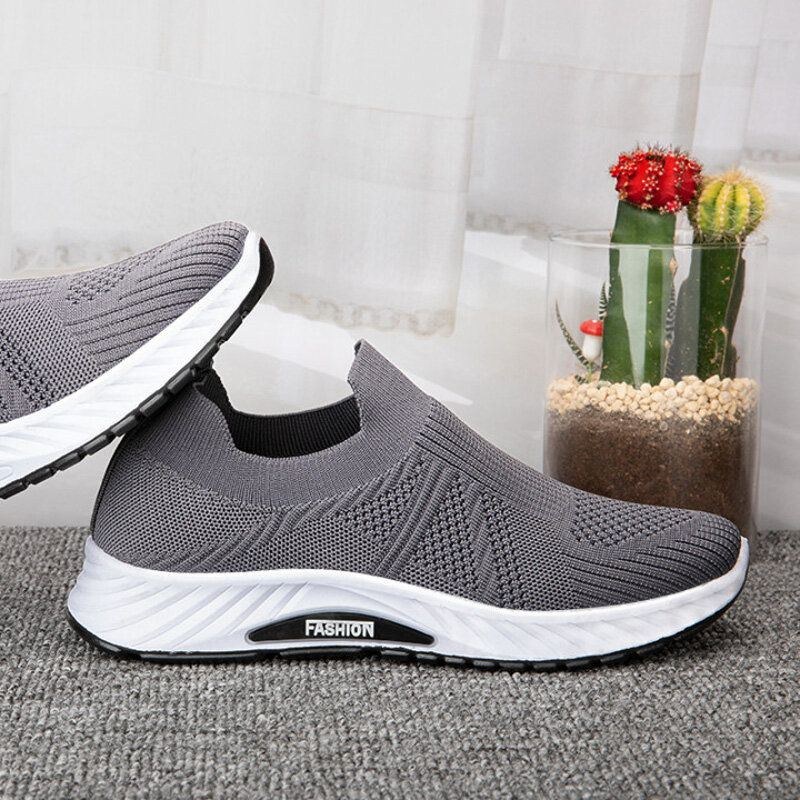 Herre Åndbart Stof Blød Sål Slip On Pure Color Comfy Sports Casual Walking Sko