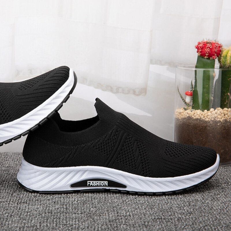 Herre Åndbart Stof Blød Sål Slip On Pure Color Comfy Sports Casual Walking Sko