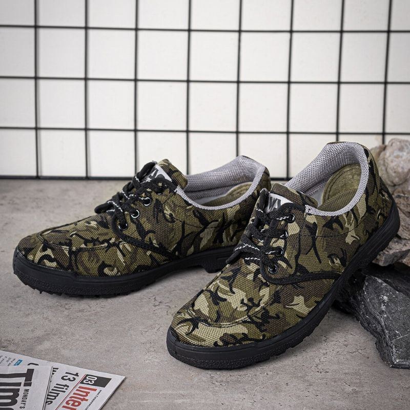 Herre Camouflage Sneakers Site Skridsikre Åndbare Bløde Sko Til Arbejdsstil