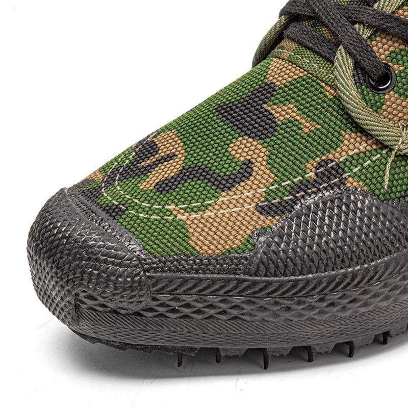 Herre Canvas Camouflage Mønster Slidbestandigt Åndbart Gummi Vulkaniseret High-top Liberation Sko Militær Træningssko Sneakers Sportssko