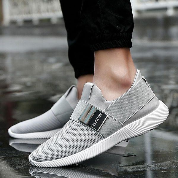 Herre Casual Stof Elastiske Slip On Athletic Sneakers Sportssko