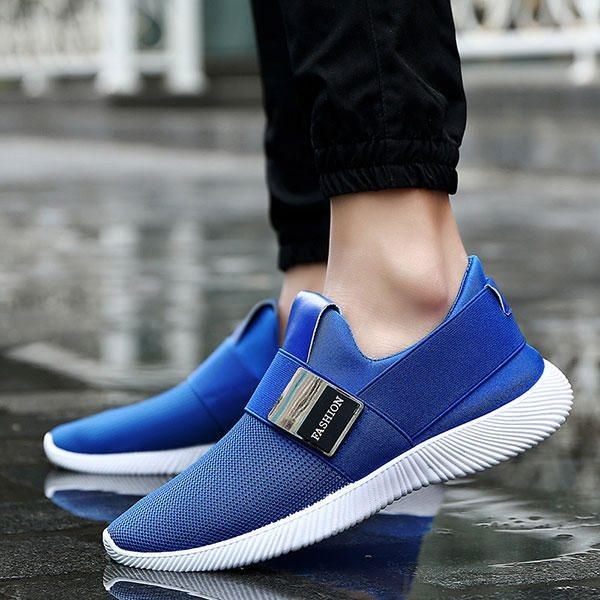 Herre Casual Stof Elastiske Slip On Athletic Sneakers Sportssko