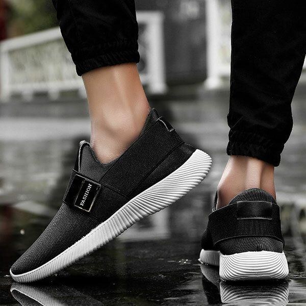 Herre Casual Stof Elastiske Slip On Athletic Sneakers Sportssko