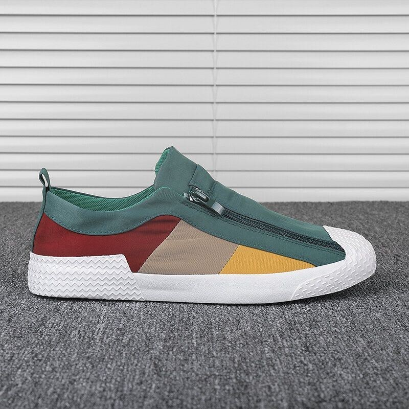 Herre Colorblock Comfy Åndbar Lynlås Casual Canvas Sneakers