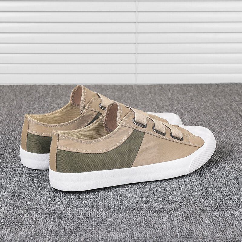 Herre Colorblock Comfy Åndbart Elastisk Bånd Slip On Casual Daily Canvas Sneakers