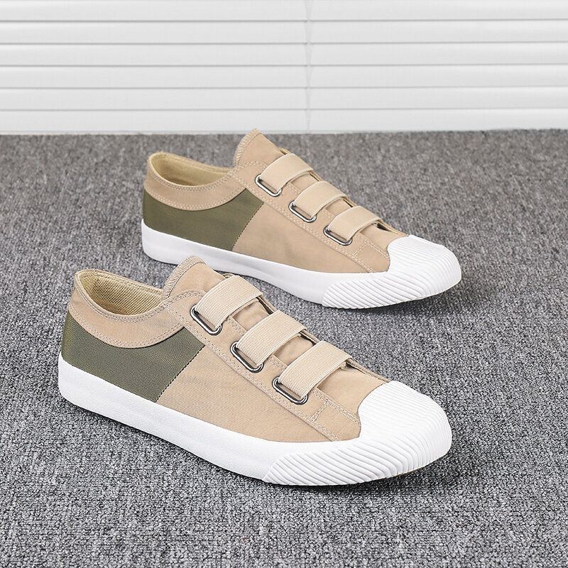 Herre Colorblock Comfy Åndbart Elastisk Bånd Slip On Casual Daily Canvas Sneakers