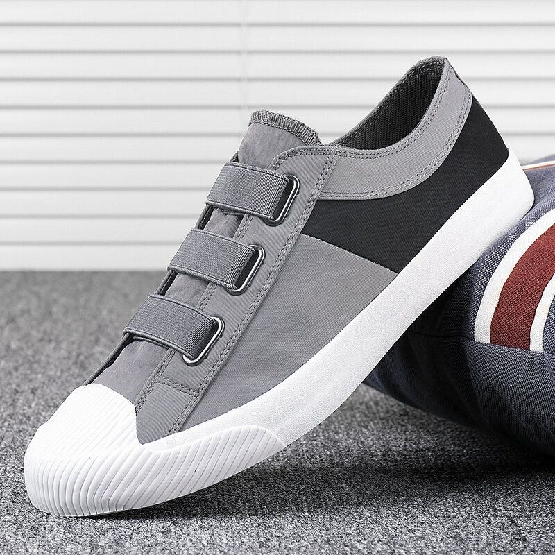 Herre Colorblock Comfy Åndbart Elastisk Bånd Slip On Casual Daily Canvas Sneakers