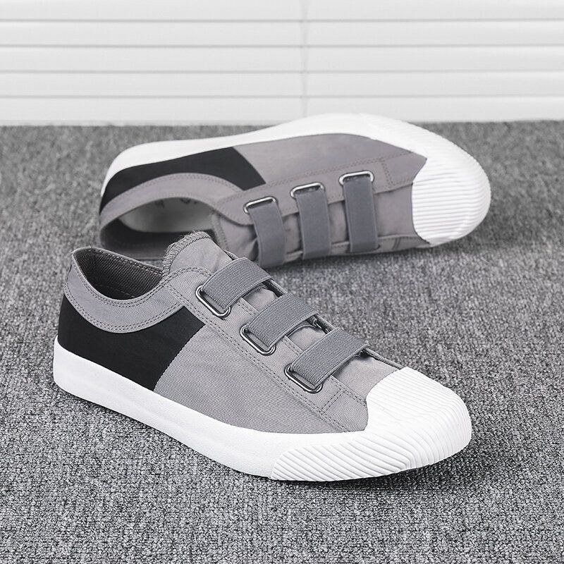 Herre Colorblock Comfy Åndbart Elastisk Bånd Slip On Casual Daily Canvas Sneakers