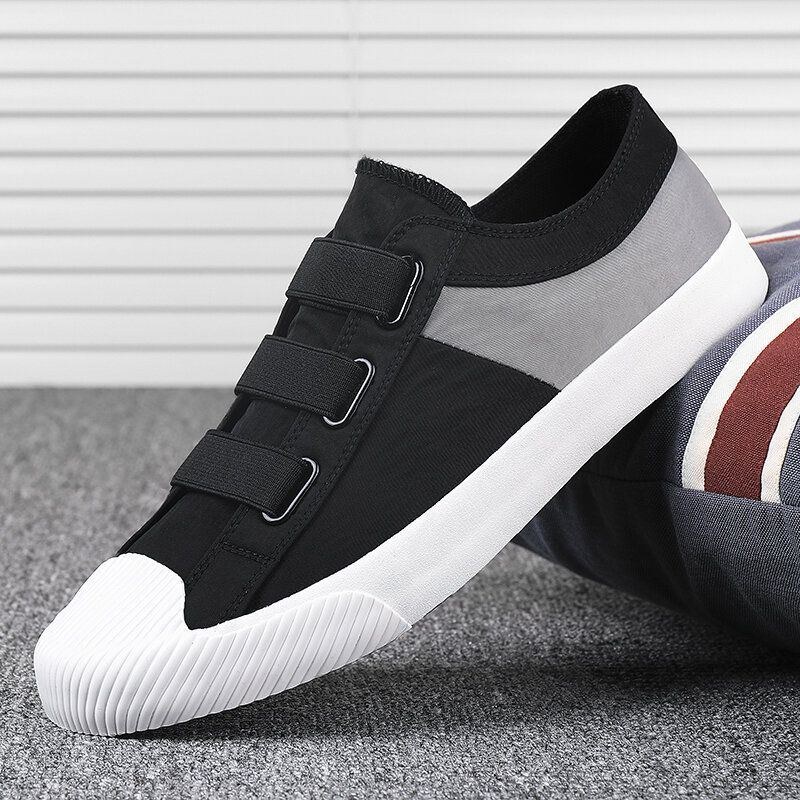 Herre Colorblock Comfy Åndbart Elastisk Bånd Slip On Casual Daily Canvas Sneakers