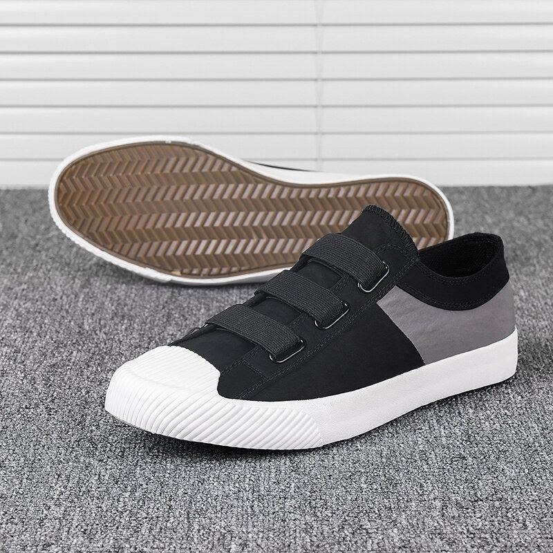 Herre Colorblock Comfy Åndbart Elastisk Bånd Slip On Casual Daily Canvas Sneakers