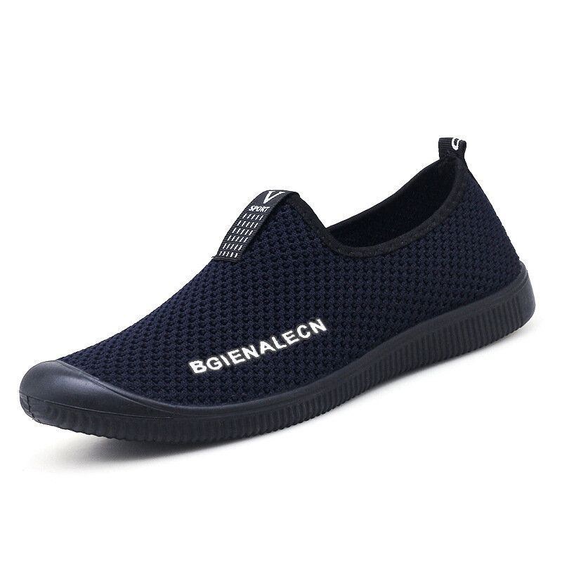 Herre Comfy Blødt Åndbart Mesh Stof Slip On Casual Walking Sneakers