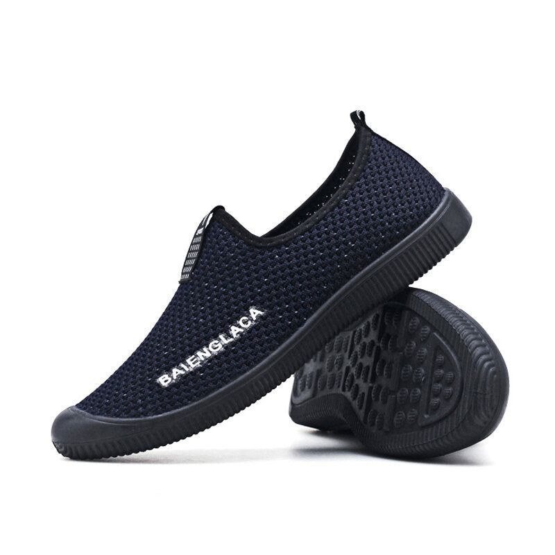 Herre Comfy Blødt Åndbart Mesh Stof Slip On Casual Walking Sneakers