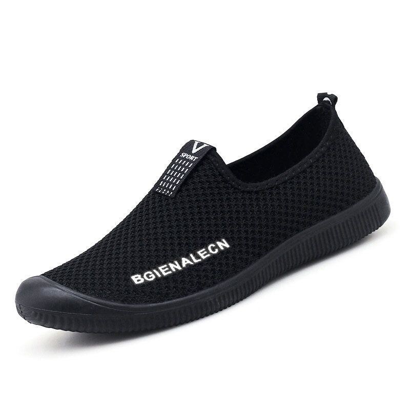 Herre Comfy Blødt Åndbart Mesh Stof Slip On Casual Walking Sneakers