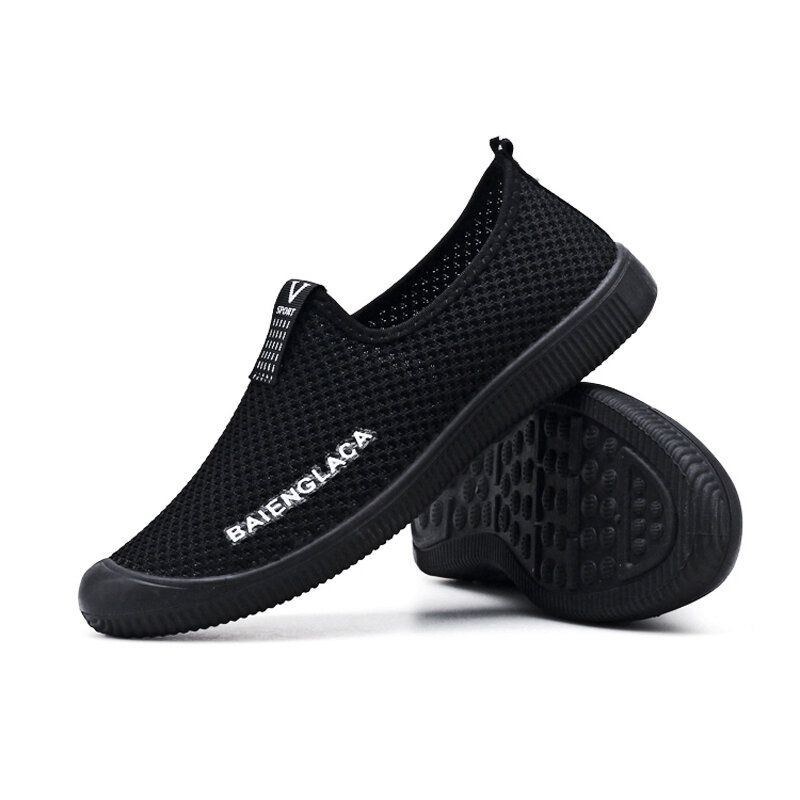 Herre Comfy Blødt Åndbart Mesh Stof Slip On Casual Walking Sneakers