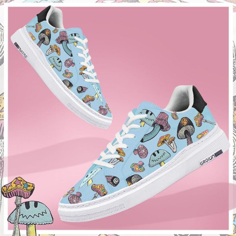 Herre Farverigt Element Svampemønster Print Skate Sneakers