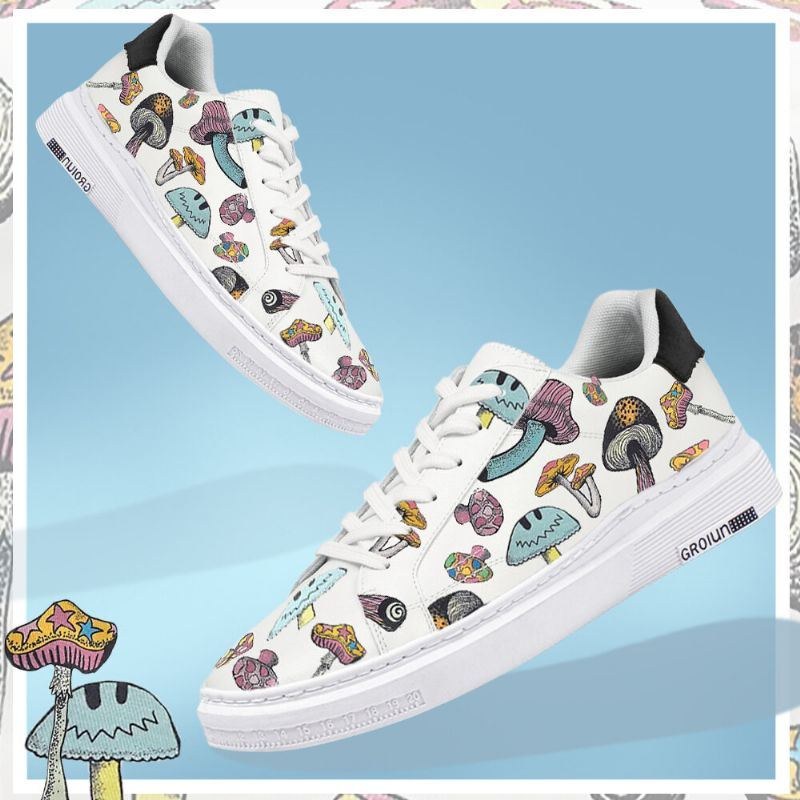 Herre Farverigt Element Svampemønster Print Skate Sneakers