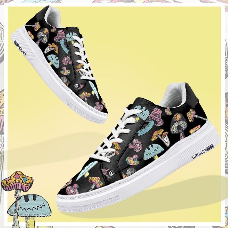 Herre Farverigt Element Svampemønster Print Skate Sneakers