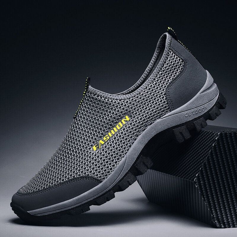 Herre Mesh Åndbar Blød Sål Skridsikker Behagelig Slip On Outdoor Casual Walking Sko