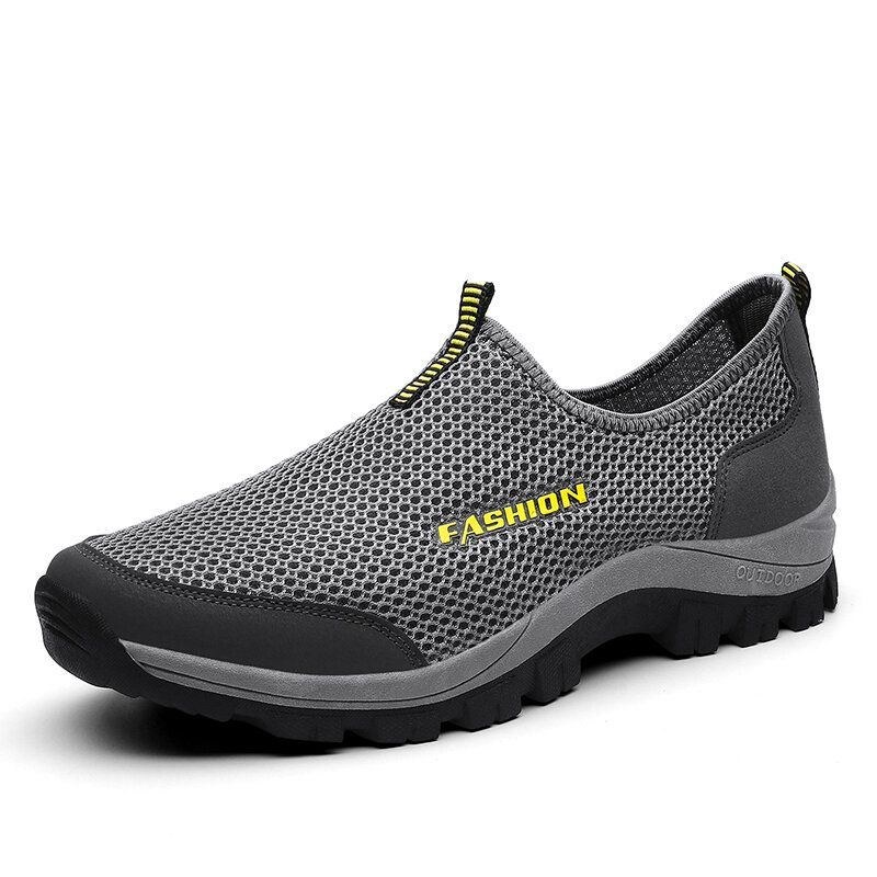 Herre Mesh Åndbar Blød Sål Skridsikker Behagelig Slip On Outdoor Casual Walking Sko