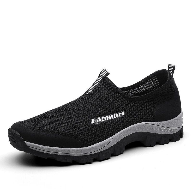 Herre Mesh Åndbar Blød Sål Skridsikker Behagelig Slip On Outdoor Casual Walking Sko