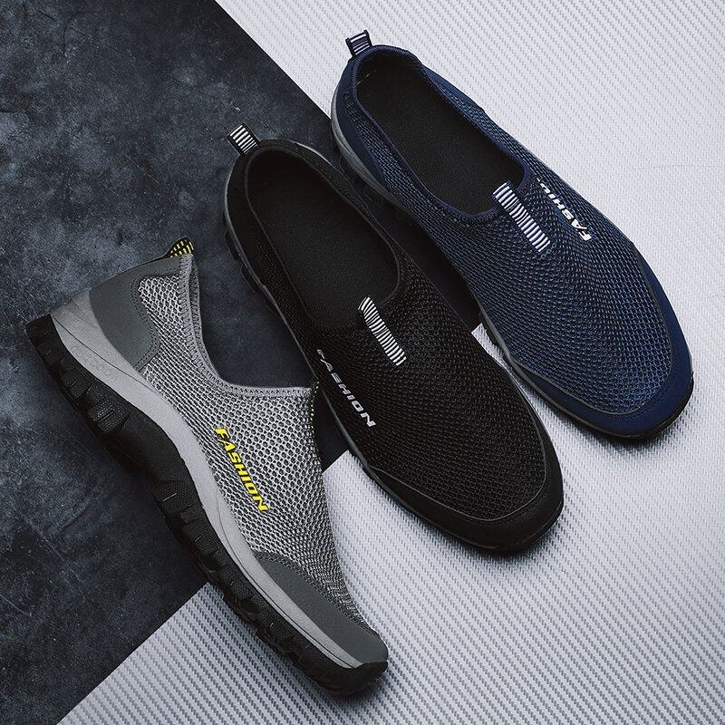 Herre Mesh Åndbar Blød Sål Skridsikker Behagelig Slip On Outdoor Casual Walking Sko