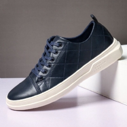 Herre Pure Color Microfiber Læder Skridsikker Blød Sål Casual Sneakers