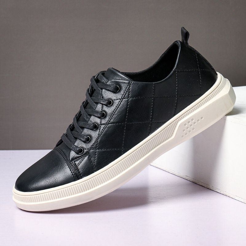 Herre Pure Color Microfiber Læder Skridsikker Blød Sål Casual Sneakers