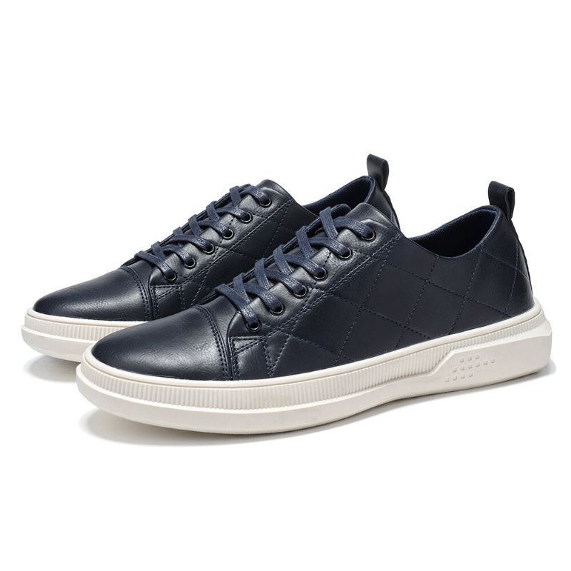 Herre Pure Color Microfiber Læder Skridsikker Blød Sål Casual Sneakers