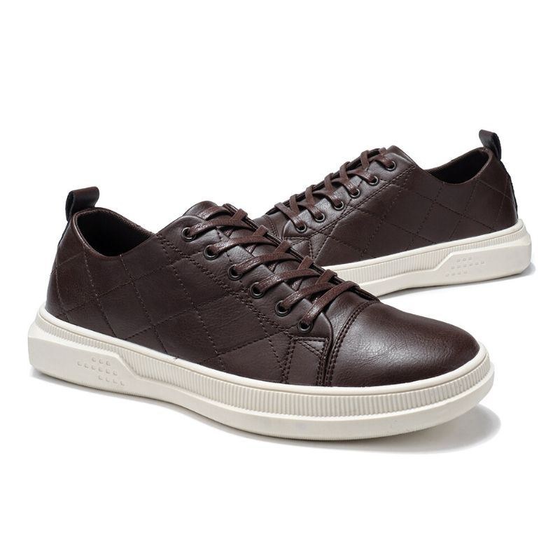 Herre Pure Color Microfiber Læder Skridsikker Blød Sål Casual Sneakers